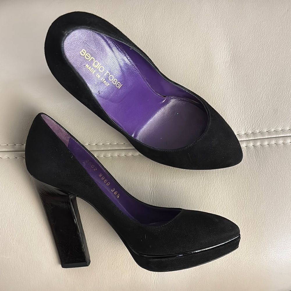 Sergio Rossi Black Heels Classic Elegant Design sz 6.5